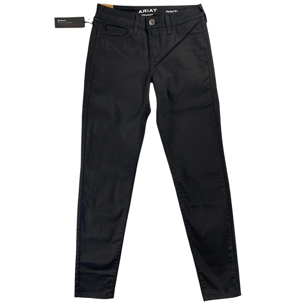 NEW Ariat Women's Size 28R Perfect Rise Skinny Jeans Forever Black Denim 9" Rise